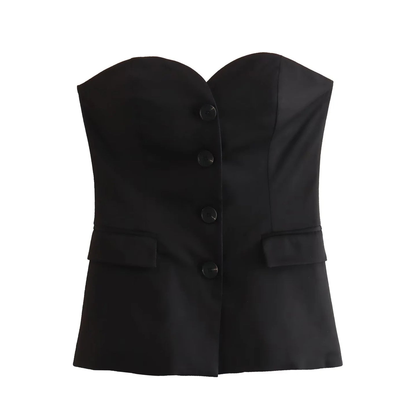 Trafza feminino elegante calça sólida terno botão frontal sem alças sexy reg