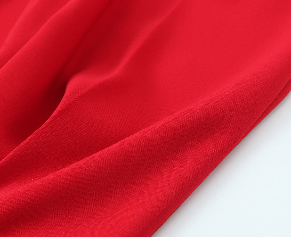 Trafza feminino romântico colete vermelho conjunto com decote em v com cinto ca