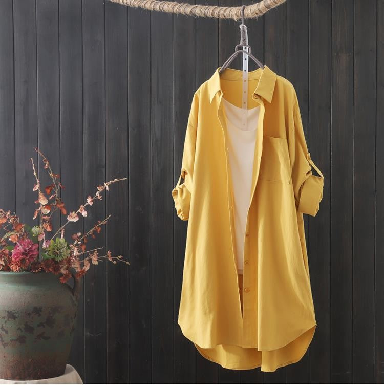 Moda coreana camisa branca feminina 2023 primavera verão solto solto midi camis