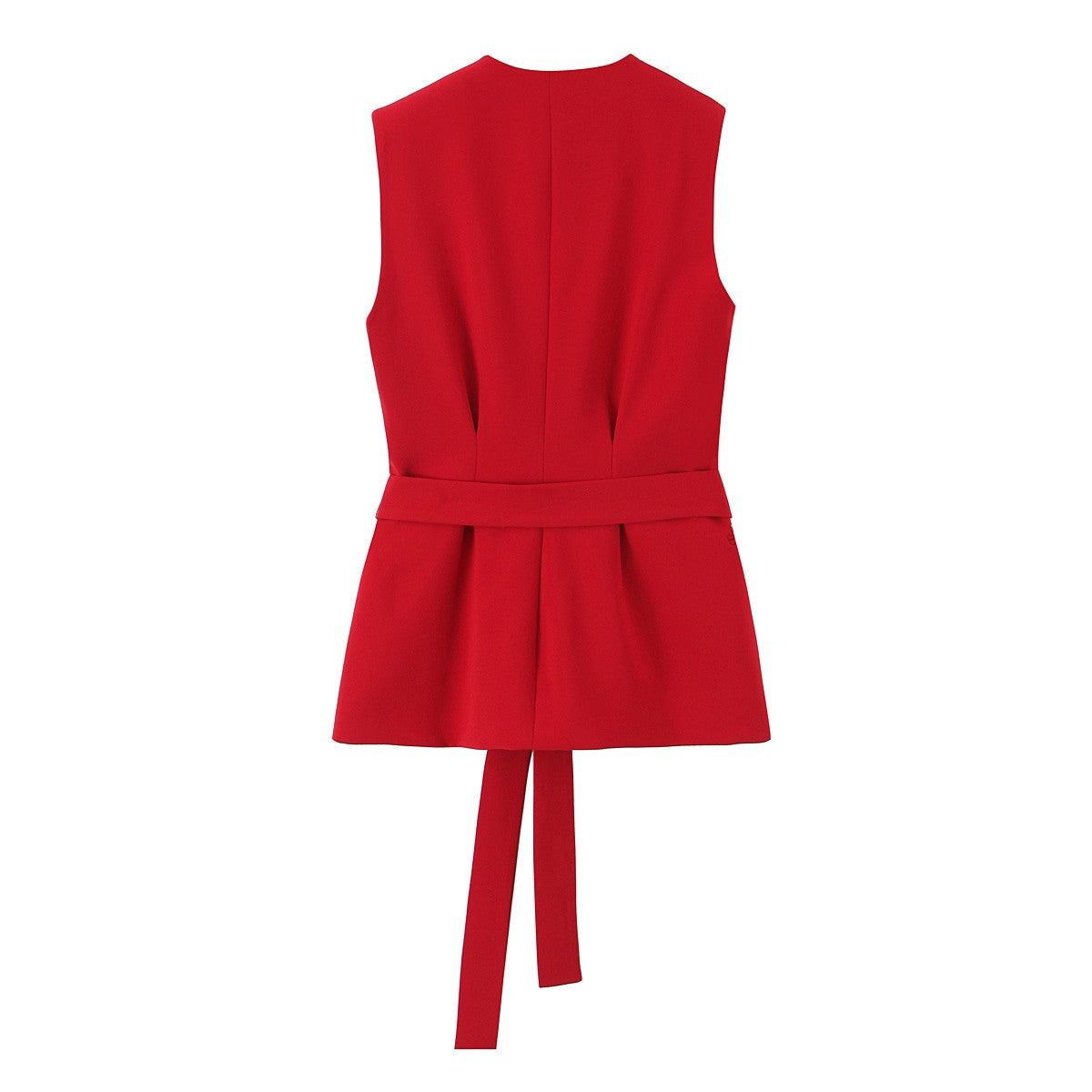 Trafza feminino romântico colete vermelho conjunto com decote em v com cinto ca