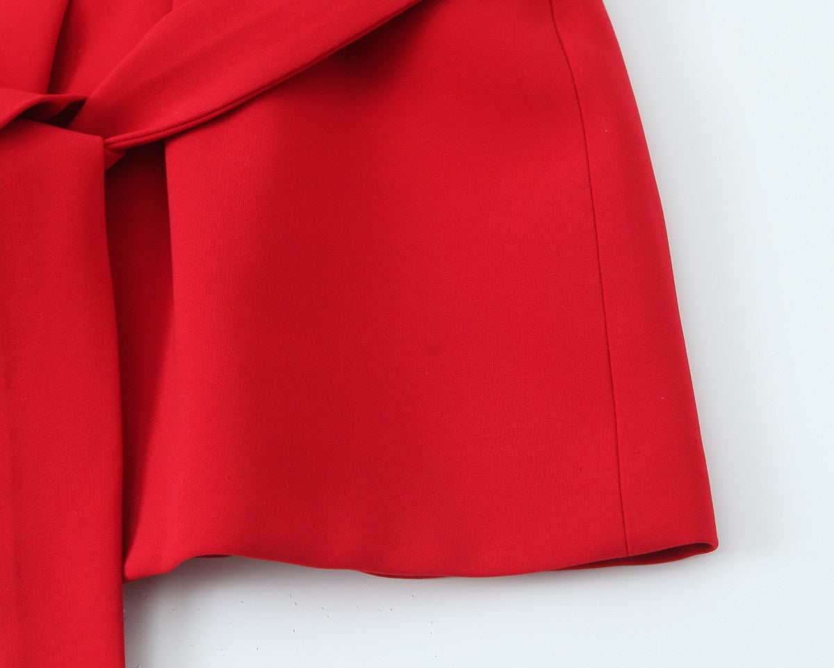 Trafza feminino romântico colete vermelho conjunto com decote em v com cinto ca