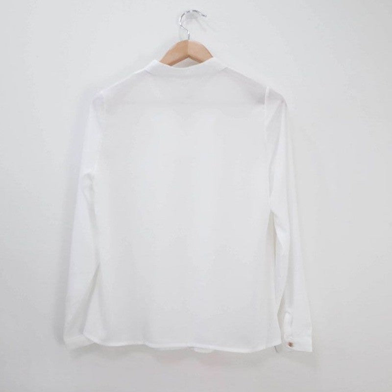 Blusas sólidas femininas camisas de chiffon manga longa fino oco sexy all-match