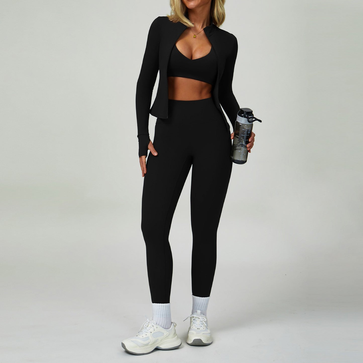 2-3 peças terno de yoga feminino agasalho sutiã esportivo cintura alta legging