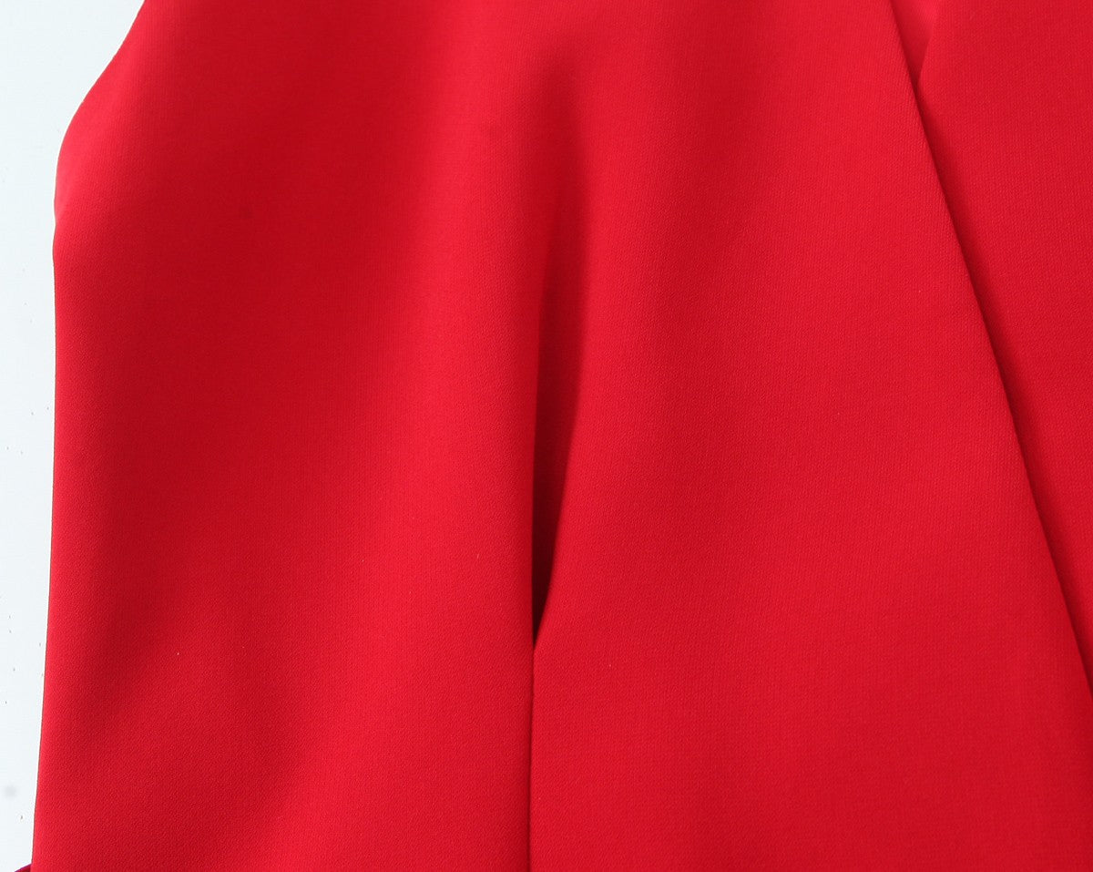 Trafza feminino romântico colete vermelho conjunto com decote em v com cinto ca