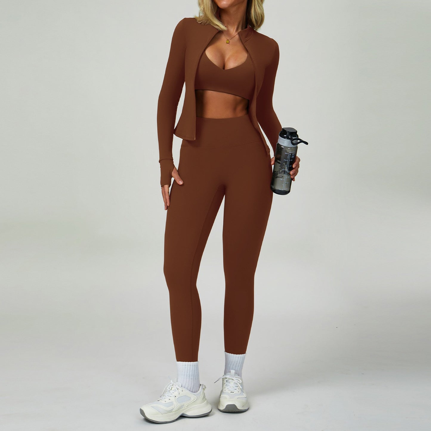 2-3 peças terno de yoga feminino agasalho sutiã esportivo cintura alta legging