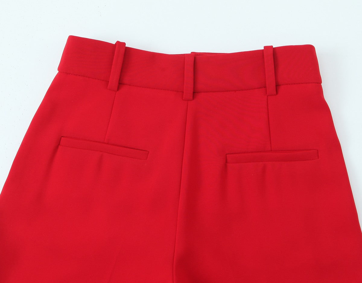 Trafza feminino romântico colete vermelho conjunto com decote em v com cinto ca