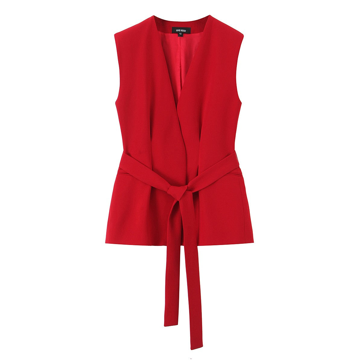 Trafza feminino romântico colete vermelho conjunto com decote em v com cinto ca