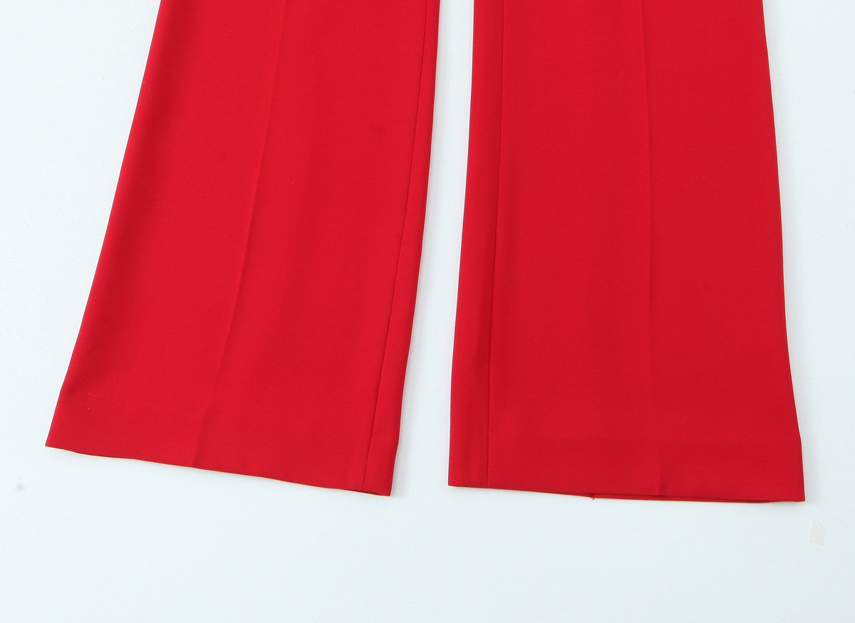 Trafza feminino romântico colete vermelho conjunto com decote em v com cinto ca