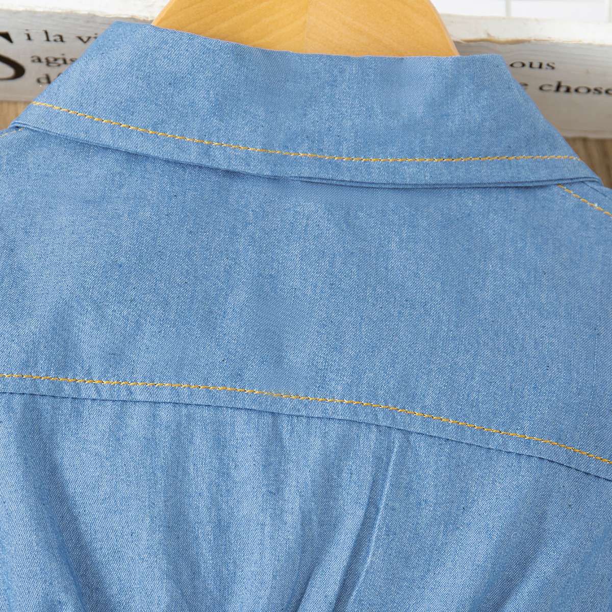 Primavera vestido de manga comprido menina denim vestido azul falso duas peças