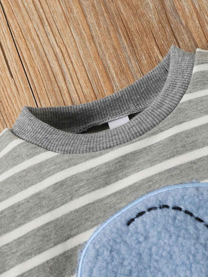 Conjunto de listras de elefantes para meninos e meninas, casual bonito estampado