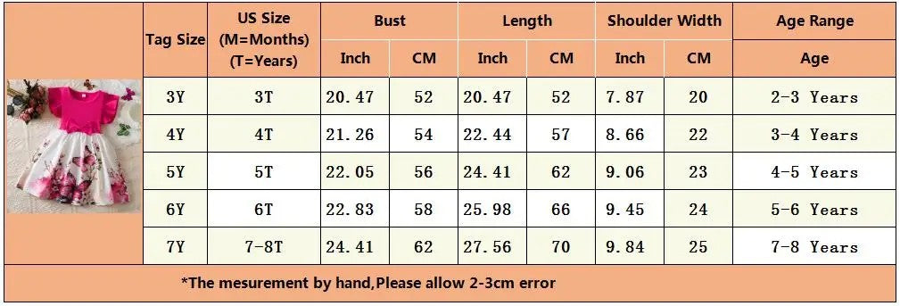 Vestido floral rosa preto para meninas de 3 a 8 anos, verão, roupas casuais par