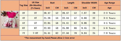 Vestido floral rosa preto para meninas de 3 a 8 anos, verão, roupas casuais par