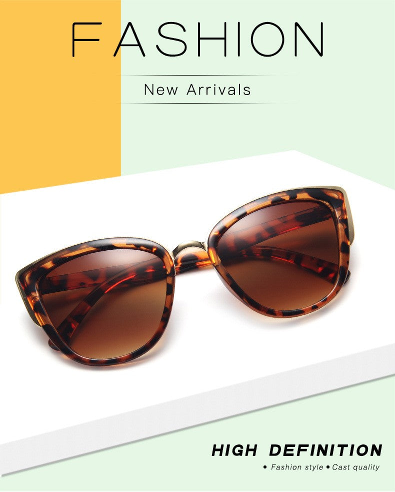 Óculos de sol olho de gato para mulheres pc com metal grande preto venda rápid