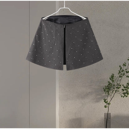 Elegante feminino strass calças superiores ternos conjunto sem alças sem manga