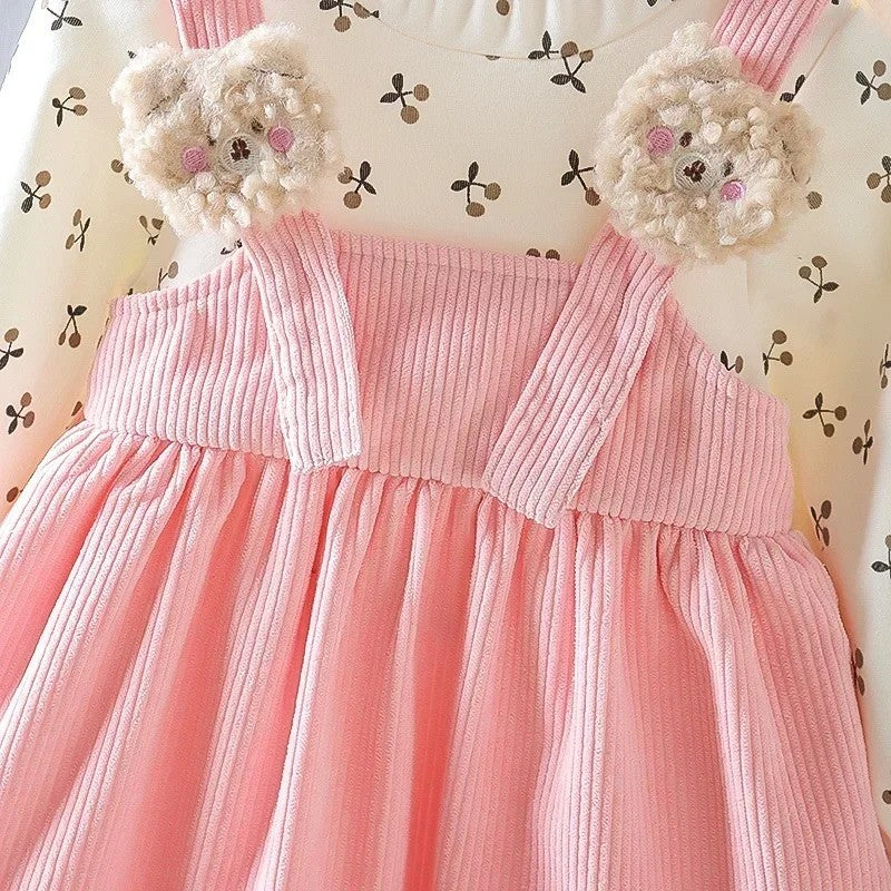 ? Vestido pinafore de manga comprido para meninas 2025 primavera outono com esta