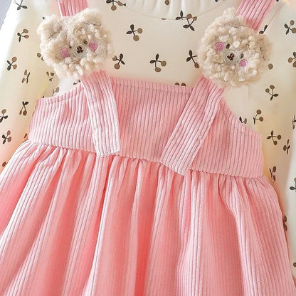 ? Vestido pinafore de manga comprido para meninas 2025 primavera outono com esta