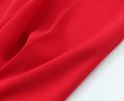 Trafza feminino romântico colete vermelho conjunto com decote em v com cinto ca