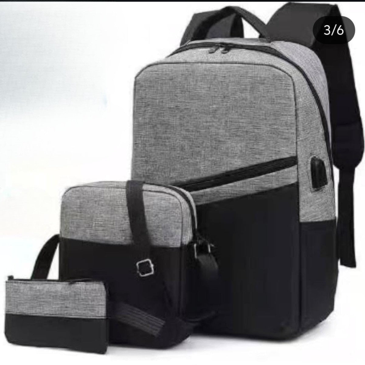 Kit 3 Peças Mochila Estojo Bolsa Lateral Unissex Confortável Versátil e Grand