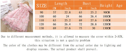 Verão novo vestido floral de princesa para meninas, roupas infantis para festa