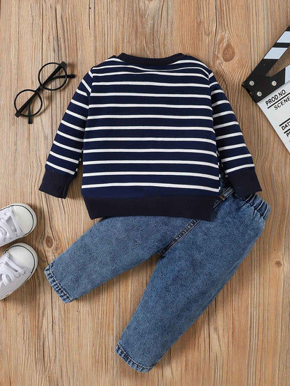 Conjunto de listras de elefantes para meninos e meninas, casual bonito estampado
