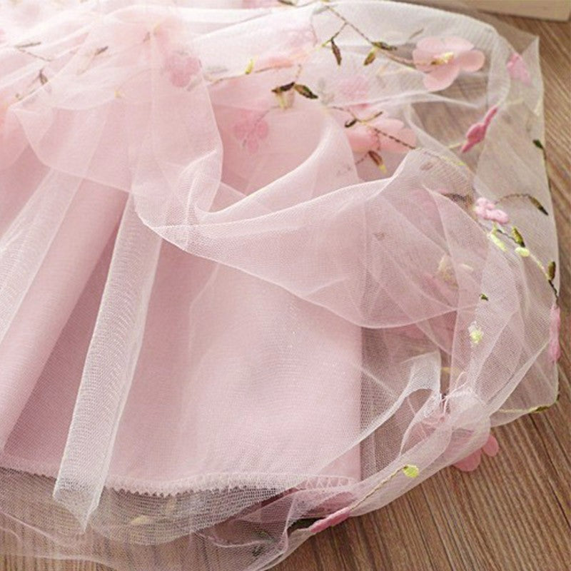 Verão novo vestido floral de princesa para meninas, roupas infantis para festa