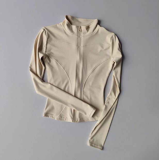 Roupas femininas de ioga magras de manga comprida, esportes ao ar livre, secagem