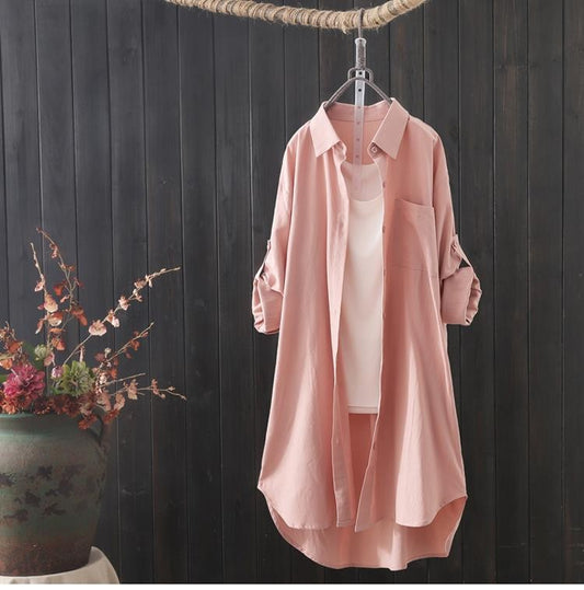 Moda coreana camisa branca feminina 2023 primavera verão solto solto midi camis