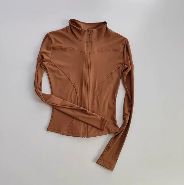 Roupas femininas de ioga magras de manga comprida, esportes ao ar livre, secagem