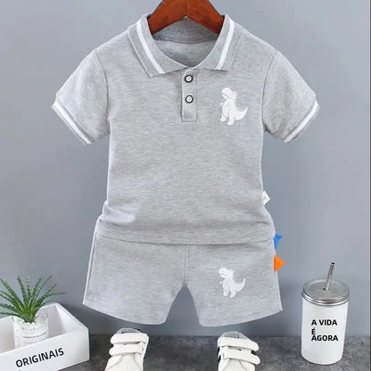 Bebê infantil menino definir roupas de verão casual esporte terno camisa polo