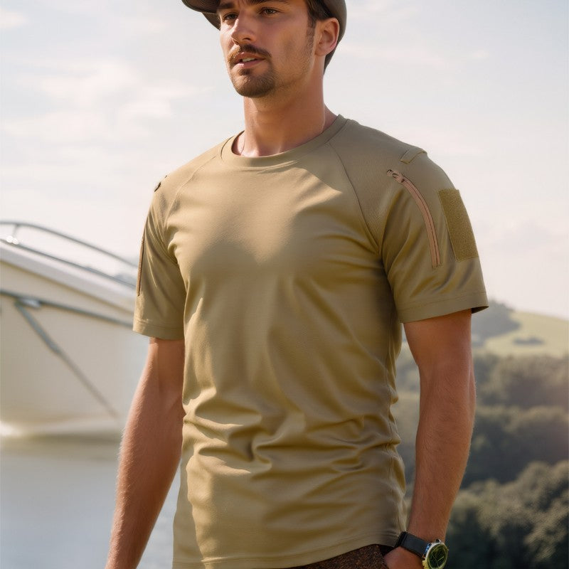 Homens verão rápida camiseta acampamento caminhadas trekking pesca trainning p