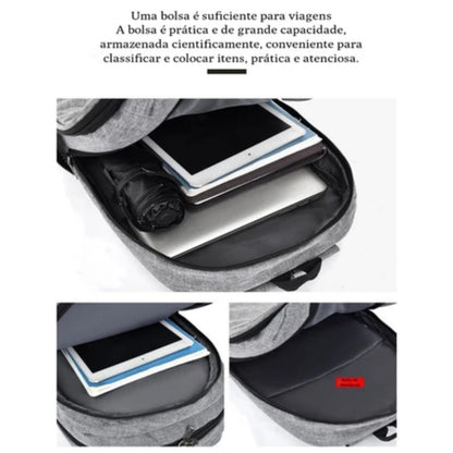 Kit 3 Peças Mochila Estojo Bolsa Lateral Unissex Confortável Versátil e Grand