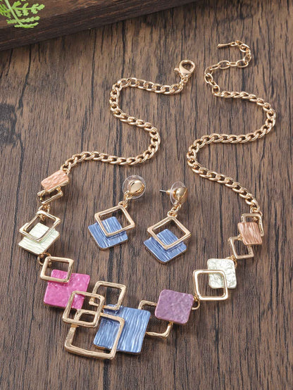 Moda simples gotejamento óleo geométrico conjuntos de jóias para acessórios