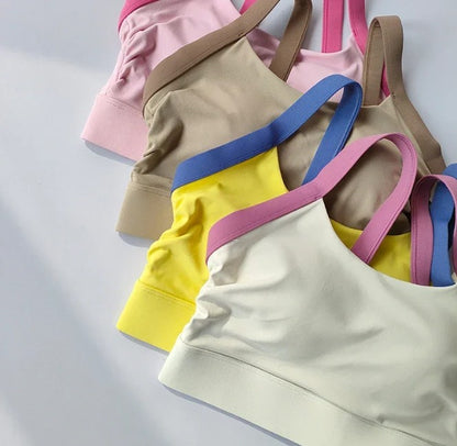 Conjunto de yoga integrado com bloqueio de cor de alta intensidade, 2 peças, ro