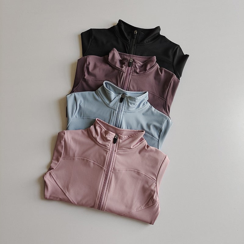 Roupas femininas de ioga magras de manga comprida, esportes ao ar livre, secagem