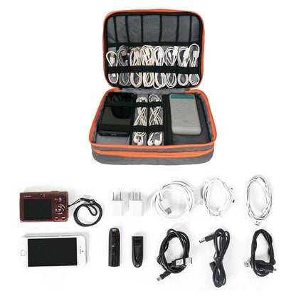 Saco de armazenamento de cabo multicamada, organizador de acessórios eletrônic