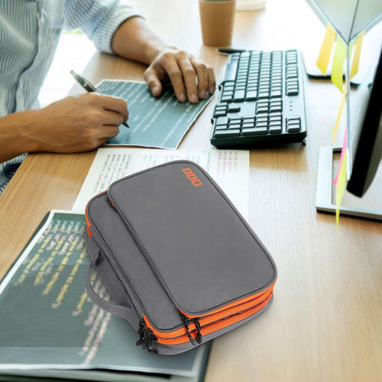 Saco de armazenamento de cabo multicamada, organizador de acessórios eletrônic