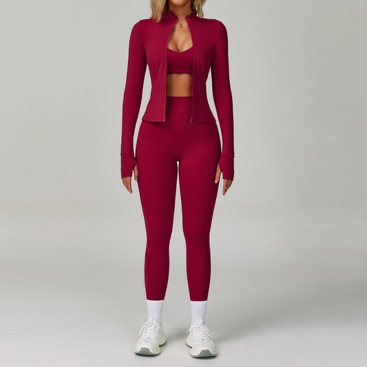 2-3 peças terno de yoga feminino agasalho sutiã esportivo cintura alta legging