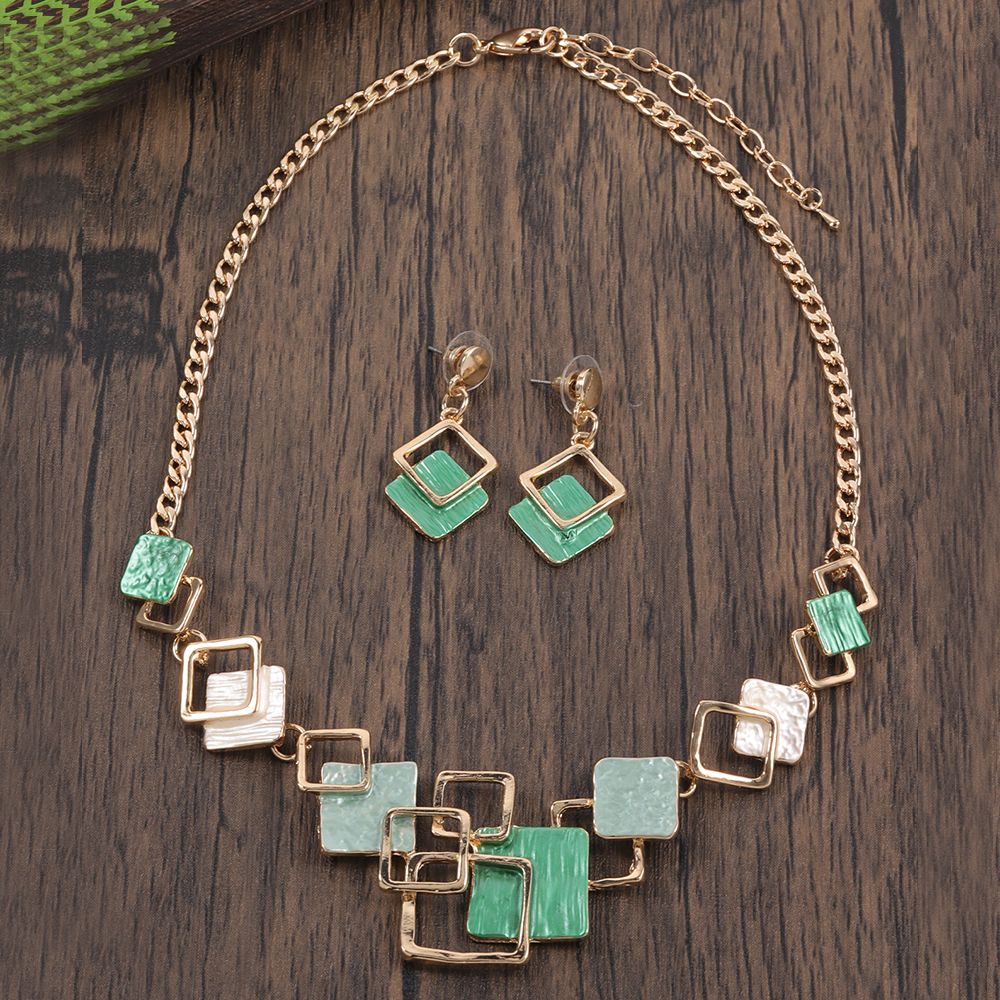 Moda simples gotejamento óleo geométrico conjuntos de jóias para acessórios
