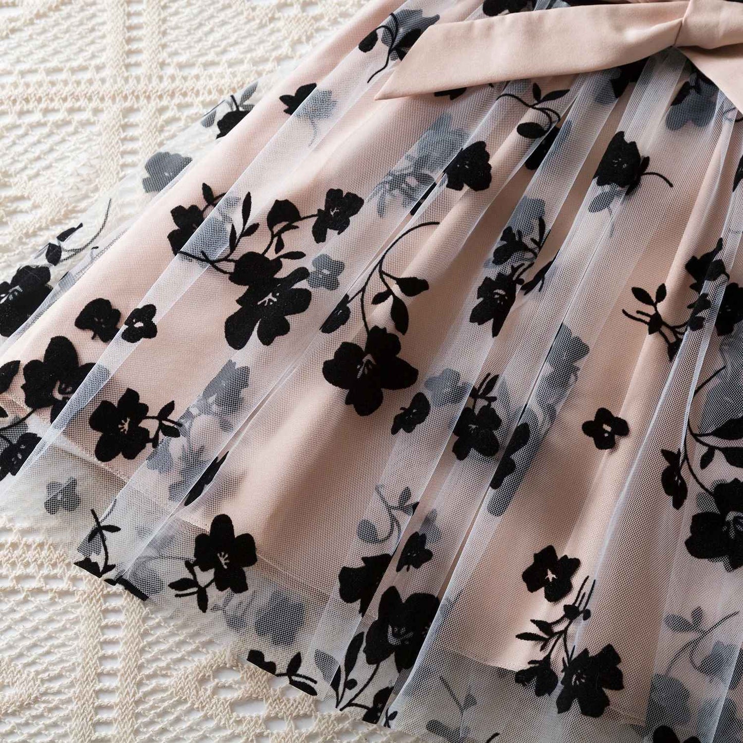 Vestido floral rosa preto para meninas de 3 a 8 anos, verão, roupas casuais par