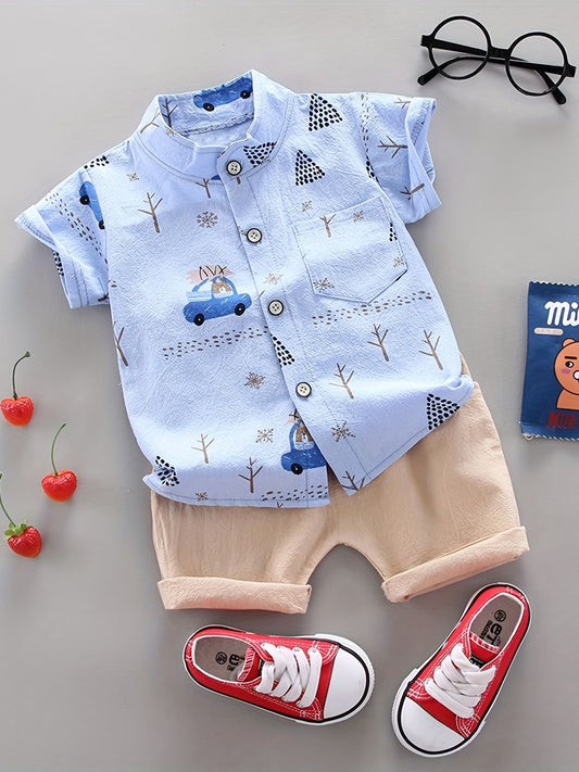 Infantil e da criança impressão completa urso condução padrão shorts de man