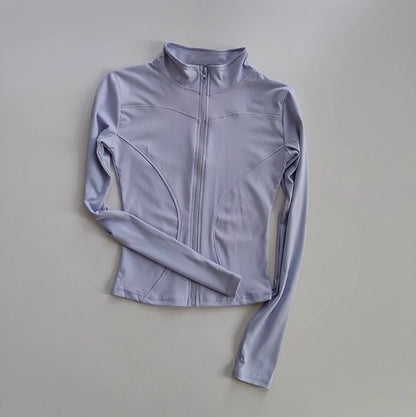 Roupas femininas de ioga magras de manga comprida, esportes ao ar livre, secagem