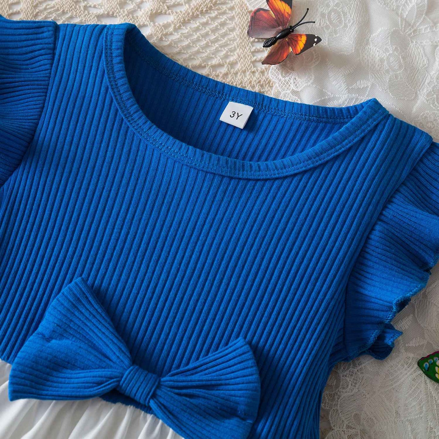 Vestido floral rosa preto para meninas de 3 a 8 anos, verão, roupas casuais par