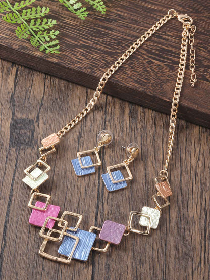 Moda simples gotejamento óleo geométrico conjuntos de jóias para acessórios