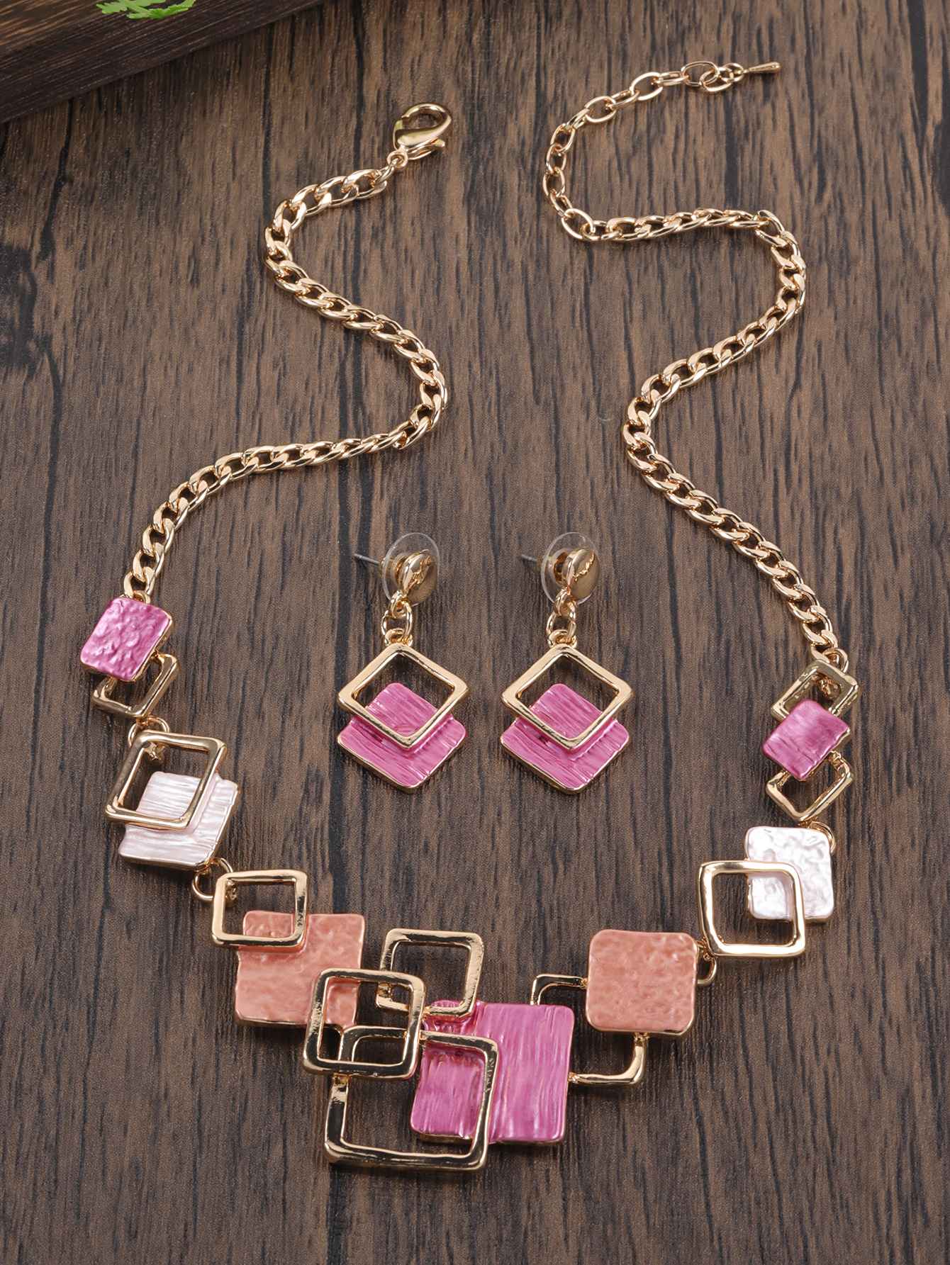 Moda simples gotejamento óleo geométrico conjuntos de jóias para acessórios