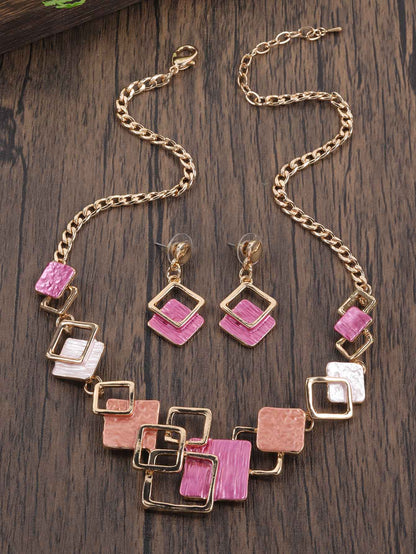 Moda simples gotejamento óleo geométrico conjuntos de jóias para acessórios