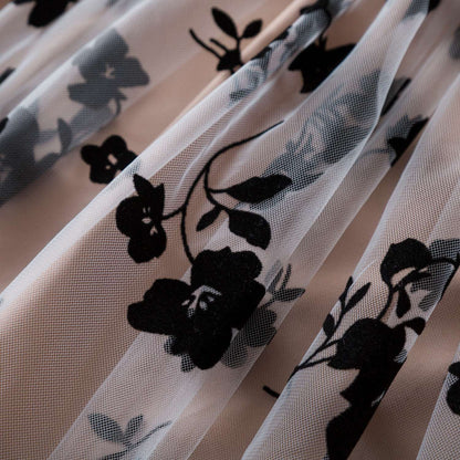 Vestido floral rosa preto para meninas de 3 a 8 anos, verão, roupas casuais par