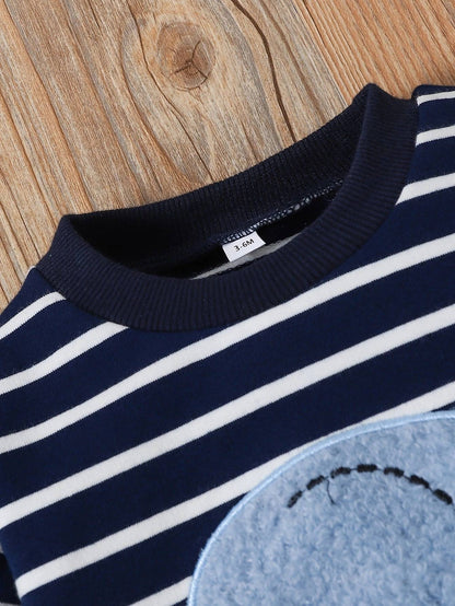 Conjunto de listras de elefantes para meninos e meninas, casual bonito estampado