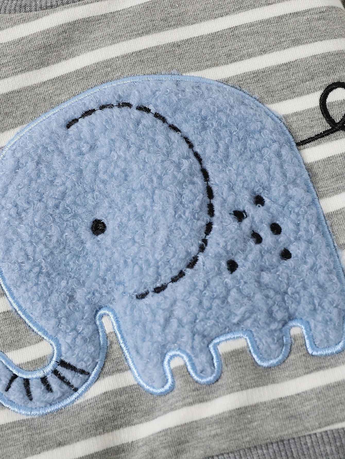 Conjunto de listras de elefantes para meninos e meninas, casual bonito estampado