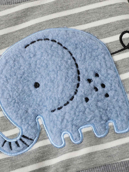 Conjunto de listras de elefantes para meninos e meninas, casual bonito estampado