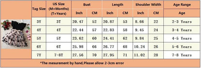 Vestido floral rosa preto para meninas de 3 a 8 anos, verão, roupas casuais par